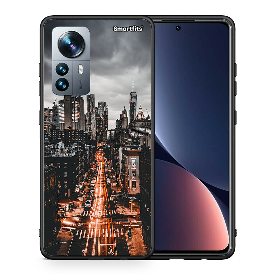 Θήκη Xiaomi 12 Pro City Lights από τη Smartfits με σχέδιο στο πίσω μέρος και μαύρο περίβλημα | Xiaomi 12 Pro City Lights case with colorful back and black bezels