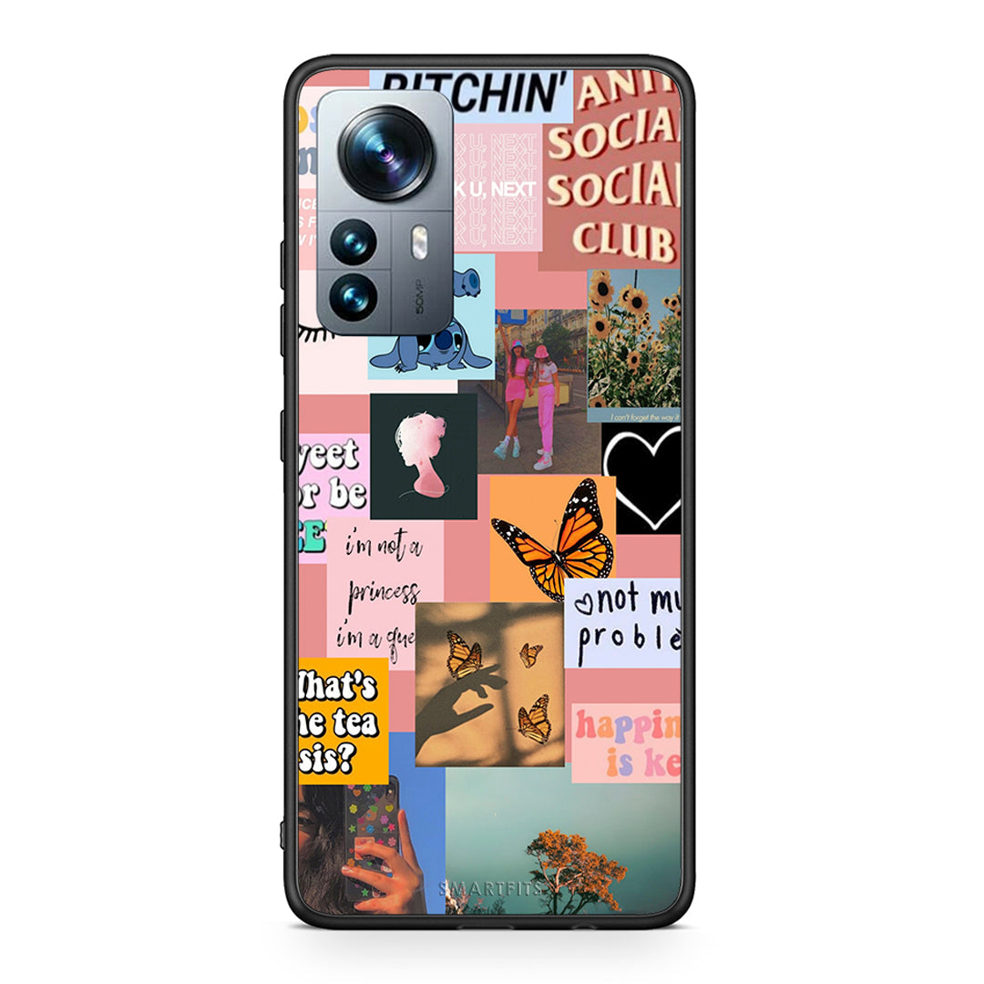 Xiaomi 12 Pro Collage Bitchin Θήκη Αγίου Βαλεντίνου από τη Smartfits με σχέδιο στο πίσω μέρος και μαύρο περίβλημα | Smartphone case with colorful back and black bezels by Smartfits