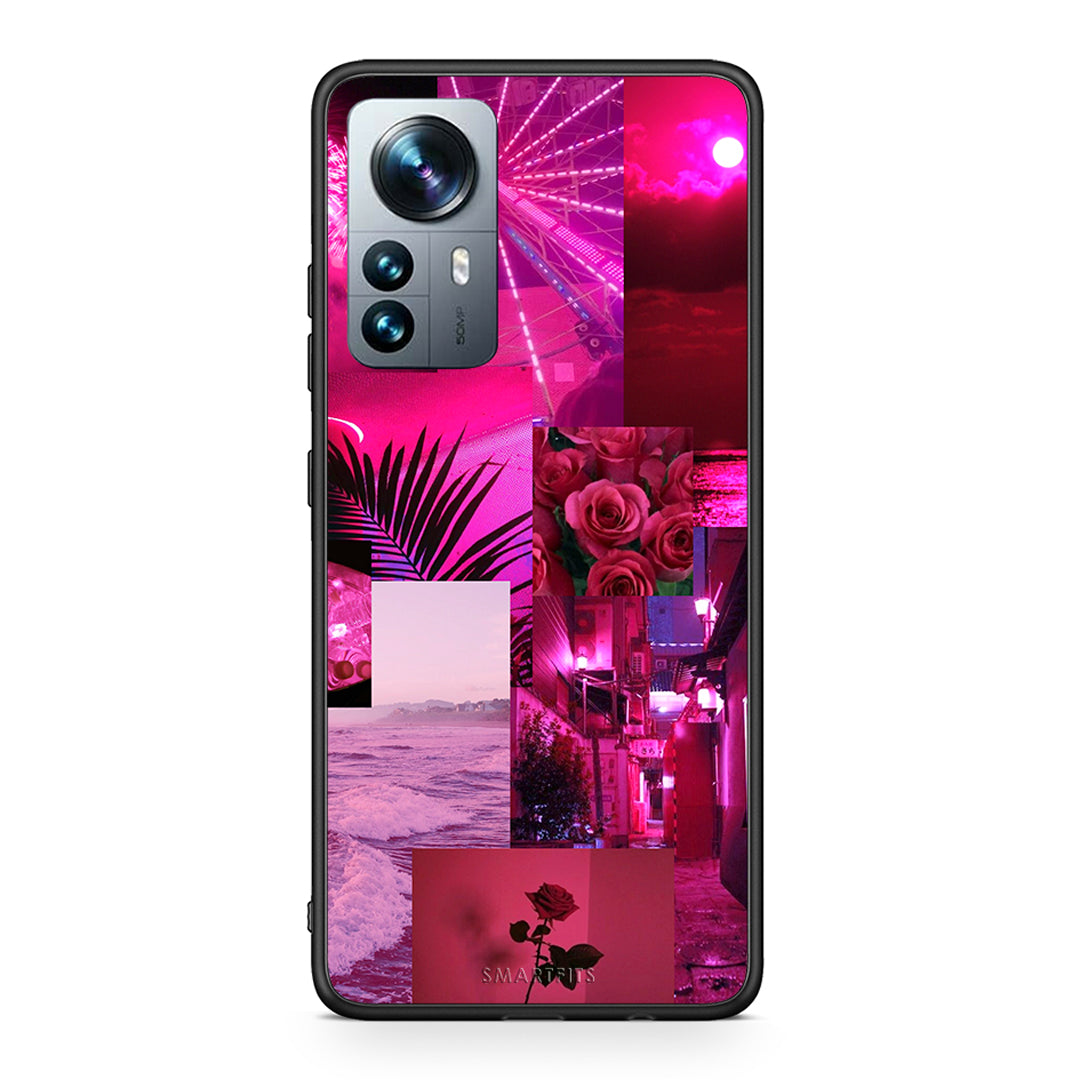 Xiaomi 12 Pro Collage Red Roses Θήκη Αγίου Βαλεντίνου από τη Smartfits με σχέδιο στο πίσω μέρος και μαύρο περίβλημα | Smartphone case with colorful back and black bezels by Smartfits