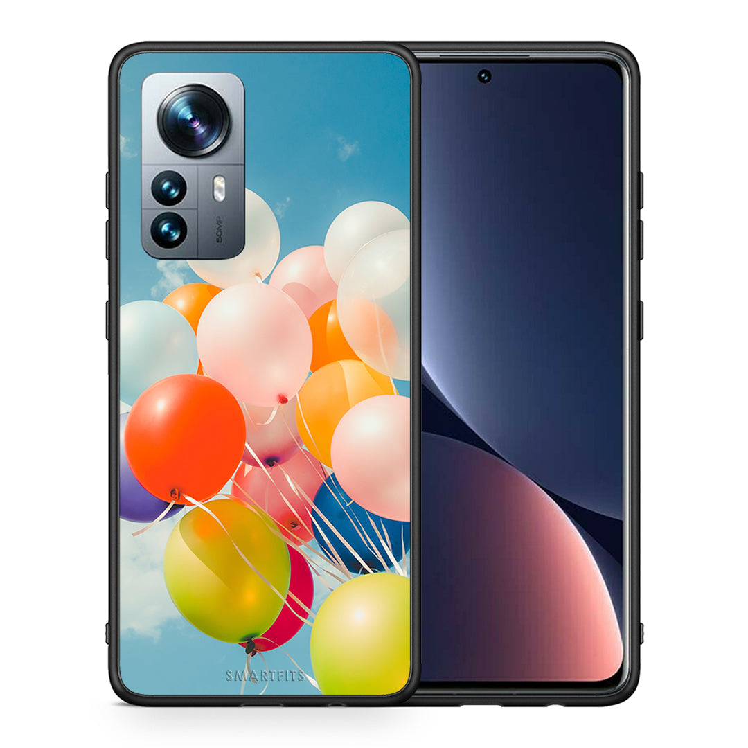Θήκη Xiaomi 12 Pro Colorful Balloons από τη Smartfits με σχέδιο στο πίσω μέρος και μαύρο περίβλημα | Xiaomi 12 Pro Colorful Balloons case with colorful back and black bezels