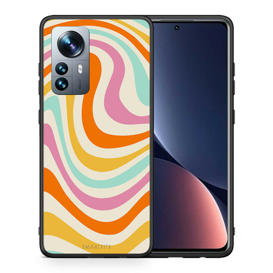 Θήκη Xiaomi 12 Pro Colourful Waves από τη Smartfits με σχέδιο στο πίσω μέρος και μαύρο περίβλημα | Xiaomi 12 Pro Colourful Waves case with colorful back and black bezels
