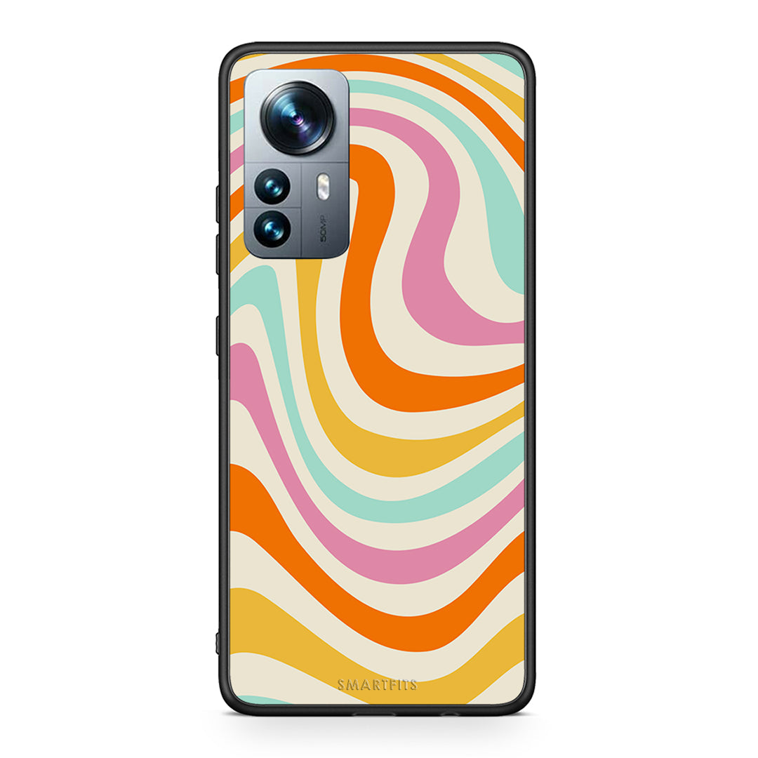 Xiaomi 12 Pro Colourful Waves θήκη από τη Smartfits με σχέδιο στο πίσω μέρος και μαύρο περίβλημα | Smartphone case with colorful back and black bezels by Smartfits