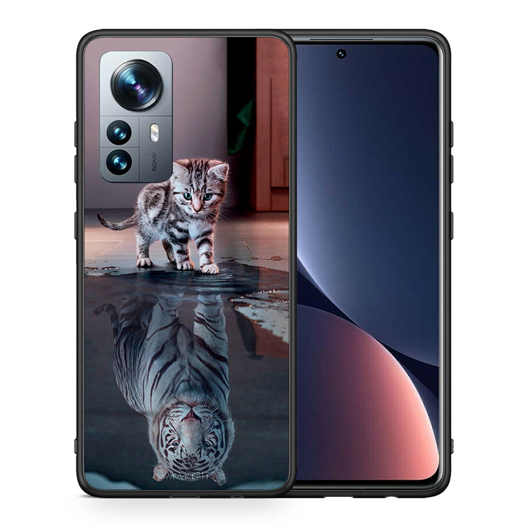 Θήκη Xiaomi 12 Pro Tiger Cute από τη Smartfits με σχέδιο στο πίσω μέρος και μαύρο περίβλημα | Xiaomi 12 Pro Tiger Cute case with colorful back and black bezels