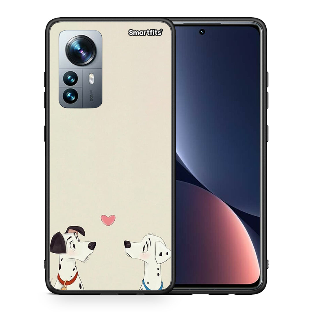Θήκη Xiaomi 12 Pro Dalmatians Love από τη Smartfits με σχέδιο στο πίσω μέρος και μαύρο περίβλημα | Xiaomi 12 Pro Dalmatians Love case with colorful back and black bezels