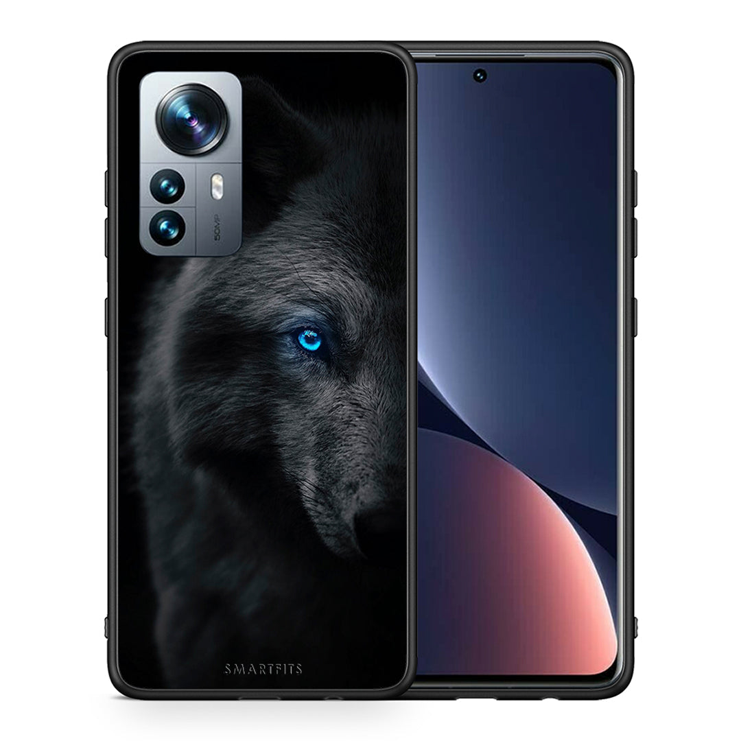 Θήκη Xiaomi 12 Pro Dark Wolf από τη Smartfits με σχέδιο στο πίσω μέρος και μαύρο περίβλημα | Xiaomi 12 Pro Dark Wolf case with colorful back and black bezels