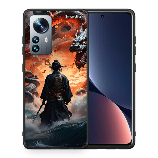 Θήκη Xiaomi 12 Pro Dragons Fight από τη Smartfits με σχέδιο στο πίσω μέρος και μαύρο περίβλημα | Xiaomi 12 Pro Dragons Fight case with colorful back and black bezels