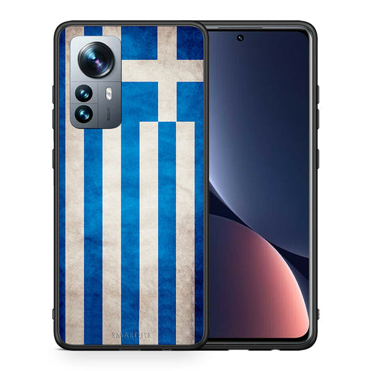 Θήκη Xiaomi 12 Pro Greek Flag από τη Smartfits με σχέδιο στο πίσω μέρος και μαύρο περίβλημα | Xiaomi 12 Pro Greek Flag case with colorful back and black bezels