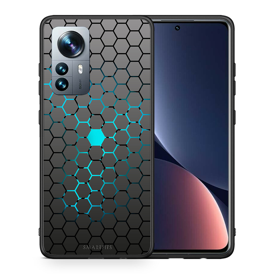 Θήκη Xiaomi 12 Pro Hexagonal Geometric από τη Smartfits με σχέδιο στο πίσω μέρος και μαύρο περίβλημα | Xiaomi 12 Pro Hexagonal Geometric case with colorful back and black bezels