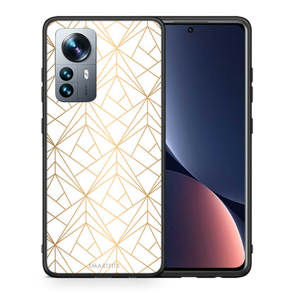 Θήκη Xiaomi 12 Pro Luxury White Geometric από τη Smartfits με σχέδιο στο πίσω μέρος και μαύρο περίβλημα | Xiaomi 12 Pro Luxury White Geometric case with colorful back and black bezels