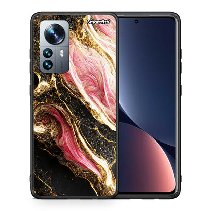 Θήκη Xiaomi 12 Pro Glamorous Pink Marble από τη Smartfits με σχέδιο στο πίσω μέρος και μαύρο περίβλημα | Xiaomi 12 Pro Glamorous Pink Marble case with colorful back and black bezels