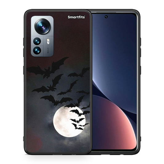 Θήκη Xiaomi 12 Pro Halloween Bat Night από τη Smartfits με σχέδιο στο πίσω μέρος και μαύρο περίβλημα | Xiaomi 12 Pro Halloween Bat Night case with colorful back and black bezels
