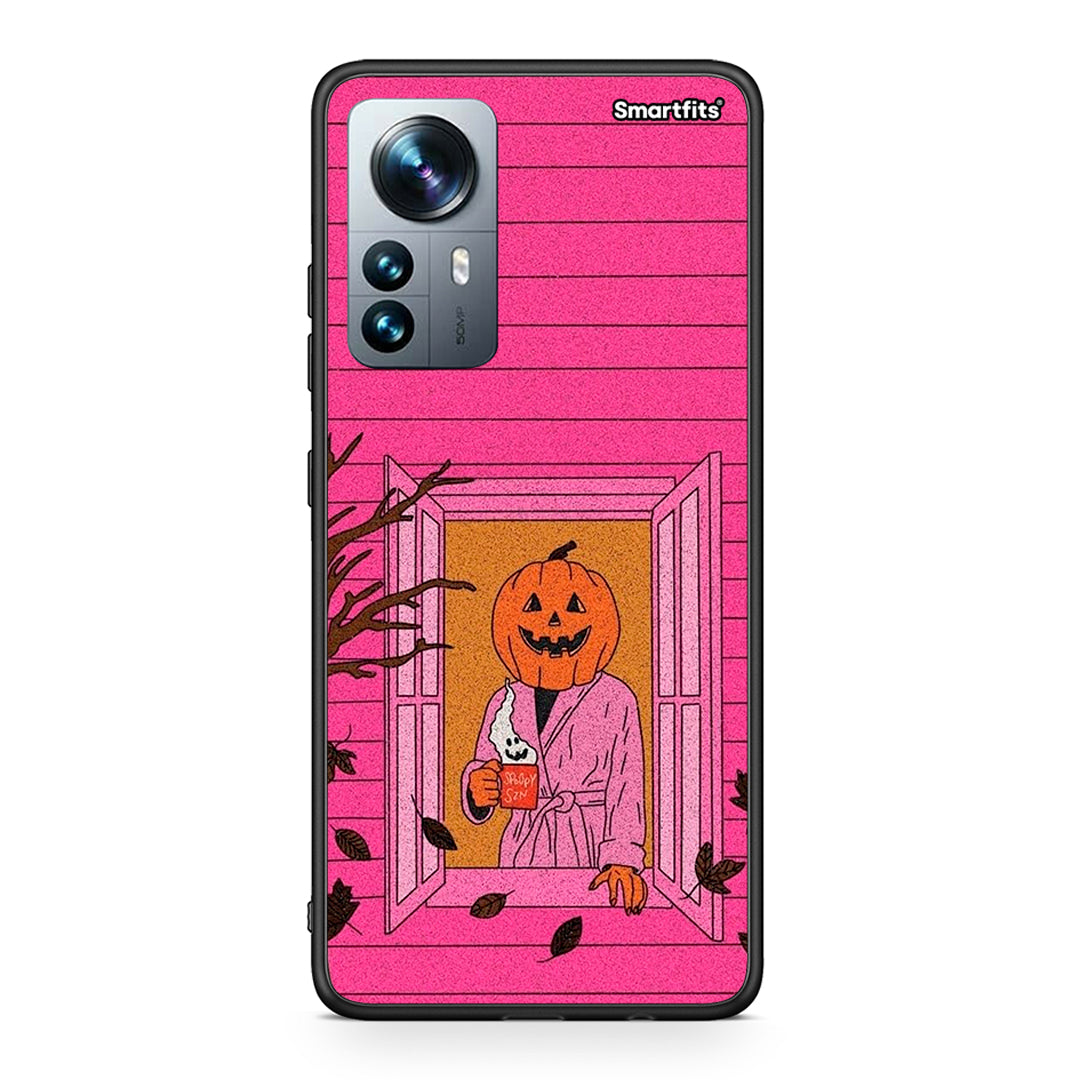 Xiaomi 12 Pro Halloween Pumpkin Lady θήκη από τη Smartfits με σχέδιο στο πίσω μέρος και μαύρο περίβλημα | Smartphone case with colorful back and black bezels by Smartfits