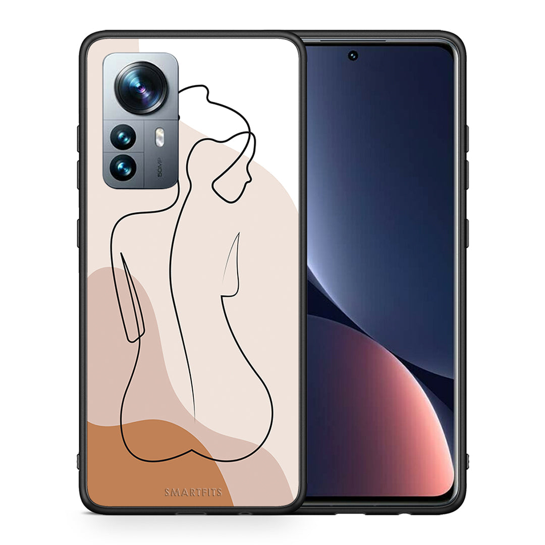 Θήκη Xiaomi 12 Pro LineArt Woman από τη Smartfits με σχέδιο στο πίσω μέρος και μαύρο περίβλημα | Xiaomi 12 Pro LineArt Woman case with colorful back and black bezels