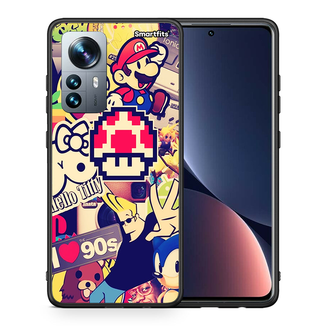 Θήκη Xiaomi 12 Pro Love The 90s από τη Smartfits με σχέδιο στο πίσω μέρος και μαύρο περίβλημα | Xiaomi 12 Pro Love The 90s case with colorful back and black bezels