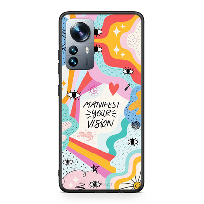 Xiaomi 12 Pro Manifest Your Vision θήκη από τη Smartfits με σχέδιο στο πίσω μέρος και μαύρο περίβλημα | Smartphone case with colorful back and black bezels by Smartfits
