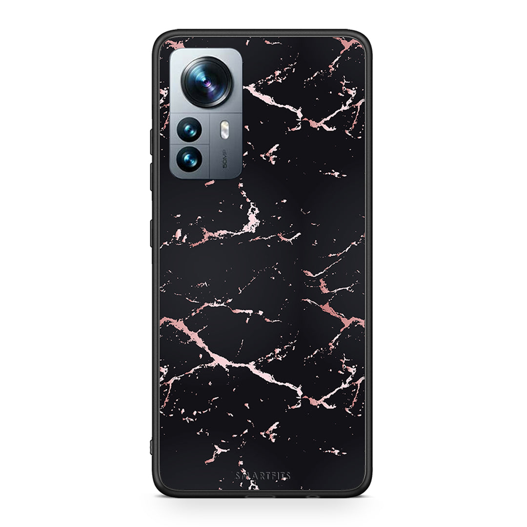 4 - Xiaomi 12 Pro Black Rosegold Marble case, cover, bumper