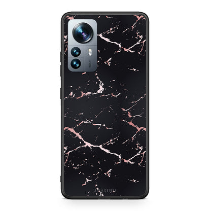 4 - Xiaomi 12 Pro Black Rosegold Marble case, cover, bumper