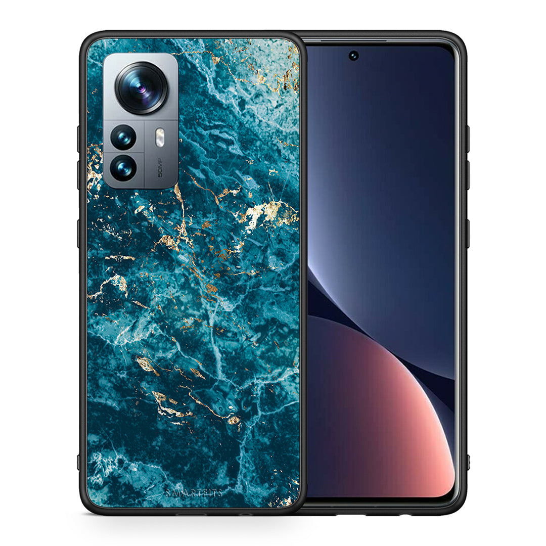 Θήκη Xiaomi 12 Pro Marble Blue από τη Smartfits με σχέδιο στο πίσω μέρος και μαύρο περίβλημα | Xiaomi 12 Pro Marble Blue case with colorful back and black bezels