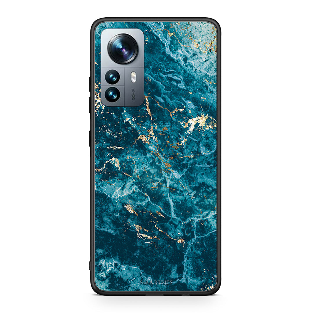 Xiaomi 12 Pro Marble Blue θήκη από τη Smartfits με σχέδιο στο πίσω μέρος και μαύρο περίβλημα | Smartphone case with colorful back and black bezels by Smartfits