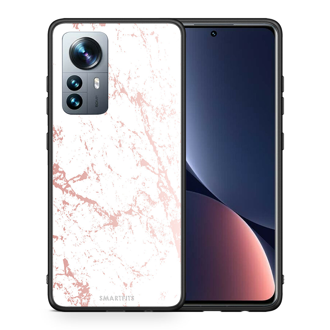 Θήκη Xiaomi 12 Pro Pink Splash Marble από τη Smartfits με σχέδιο στο πίσω μέρος και μαύρο περίβλημα | Xiaomi 12 Pro Pink Splash Marble case with colorful back and black bezels
