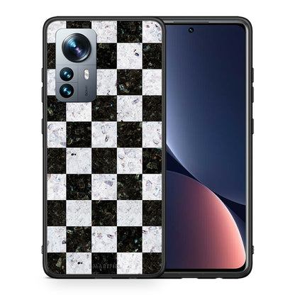 Θήκη Xiaomi 12 Pro Square Geometric Marble από τη Smartfits με σχέδιο στο πίσω μέρος και μαύρο περίβλημα | Xiaomi 12 Pro Square Geometric Marble case with colorful back and black bezels