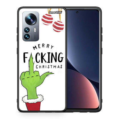Θήκη Xiaomi 12 Pro Merry F Xmas από τη Smartfits με σχέδιο στο πίσω μέρος και μαύρο περίβλημα | Xiaomi 12 Pro Merry F Xmas case with colorful back and black bezels