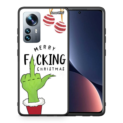 Θήκη Xiaomi 12 Pro Merry F Xmas από τη Smartfits με σχέδιο στο πίσω μέρος και μαύρο περίβλημα | Xiaomi 12 Pro Merry F Xmas case with colorful back and black bezels