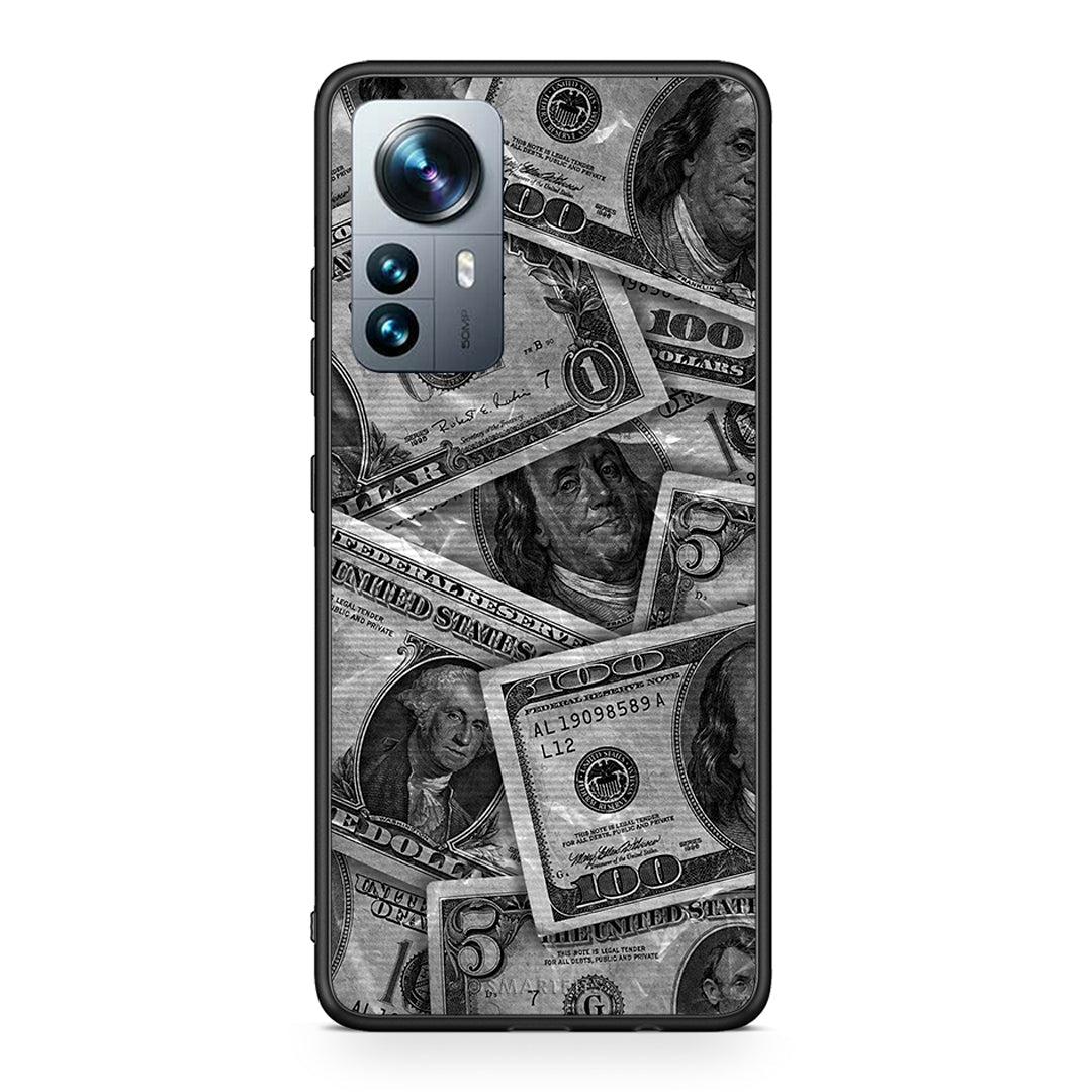 Xiaomi 12 Pro Money Dollars θήκη από τη Smartfits με σχέδιο στο πίσω μέρος και μαύρο περίβλημα | Smartphone case with colorful back and black bezels by Smartfits