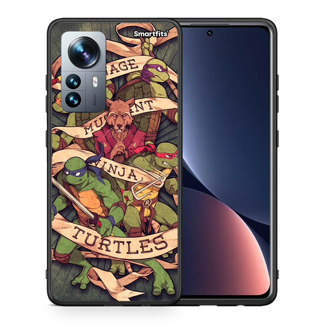 Θήκη Xiaomi 12 Pro Ninja Turtles από τη Smartfits με σχέδιο στο πίσω μέρος και μαύρο περίβλημα | Xiaomi 12 Pro Ninja Turtles case with colorful back and black bezels