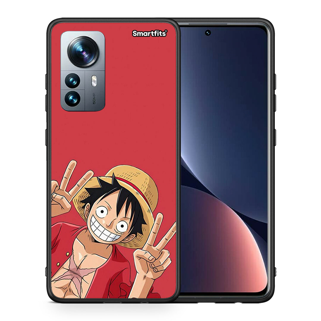 Θήκη Xiaomi 12 Pro Pirate Luffy από τη Smartfits με σχέδιο στο πίσω μέρος και μαύρο περίβλημα | Xiaomi 12 Pro Pirate Luffy case with colorful back and black bezels