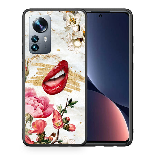 Θήκη Xiaomi 12 Pro Red Lips από τη Smartfits με σχέδιο στο πίσω μέρος και μαύρο περίβλημα | Xiaomi 12 Pro Red Lips case with colorful back and black bezels