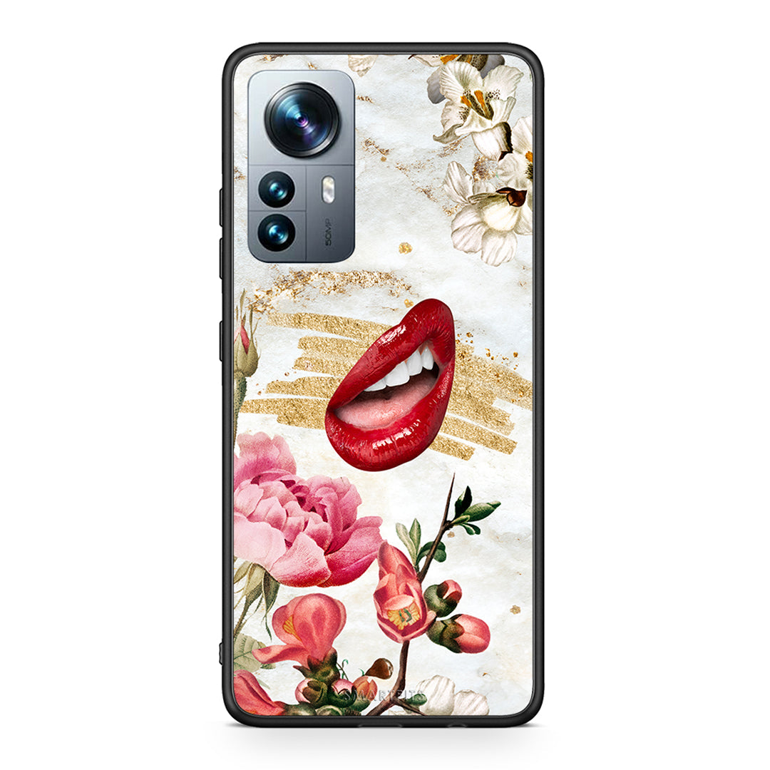 Xiaomi 12 Pro Red Lips θήκη από τη Smartfits με σχέδιο στο πίσω μέρος και μαύρο περίβλημα | Smartphone case with colorful back and black bezels by Smartfits