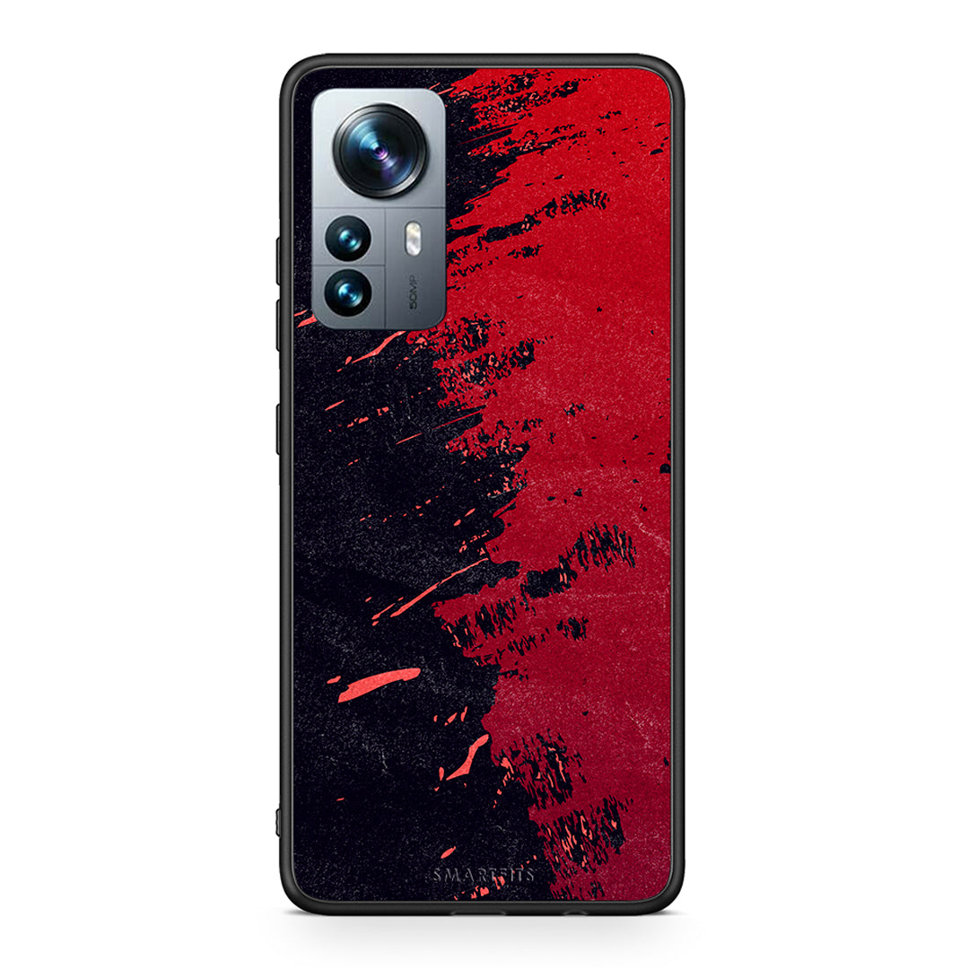Xiaomi 12 Pro Red Paint Θήκη Αγίου Βαλεντίνου από τη Smartfits με σχέδιο στο πίσω μέρος και μαύρο περίβλημα | Smartphone case with colorful back and black bezels by Smartfits