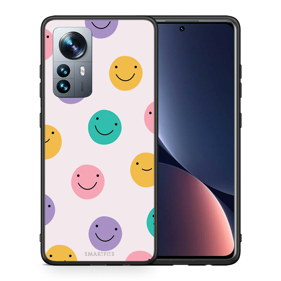 Θήκη Xiaomi 12 Pro Smiley Faces από τη Smartfits με σχέδιο στο πίσω μέρος και μαύρο περίβλημα | Xiaomi 12 Pro Smiley Faces case with colorful back and black bezels