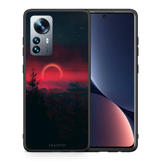 Θήκη Xiaomi 12 Pro Sunset Tropic από τη Smartfits με σχέδιο στο πίσω μέρος και μαύρο περίβλημα | Xiaomi 12 Pro Sunset Tropic case with colorful back and black bezels