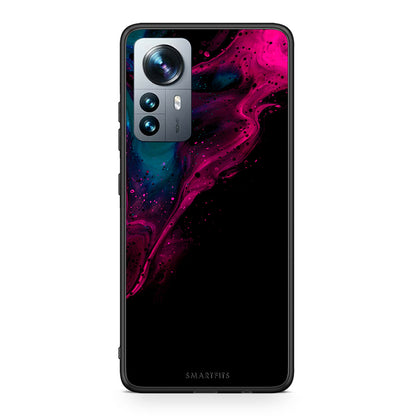 4 - Xiaomi 12 Pro Pink Black Watercolor case, cover, bumper
