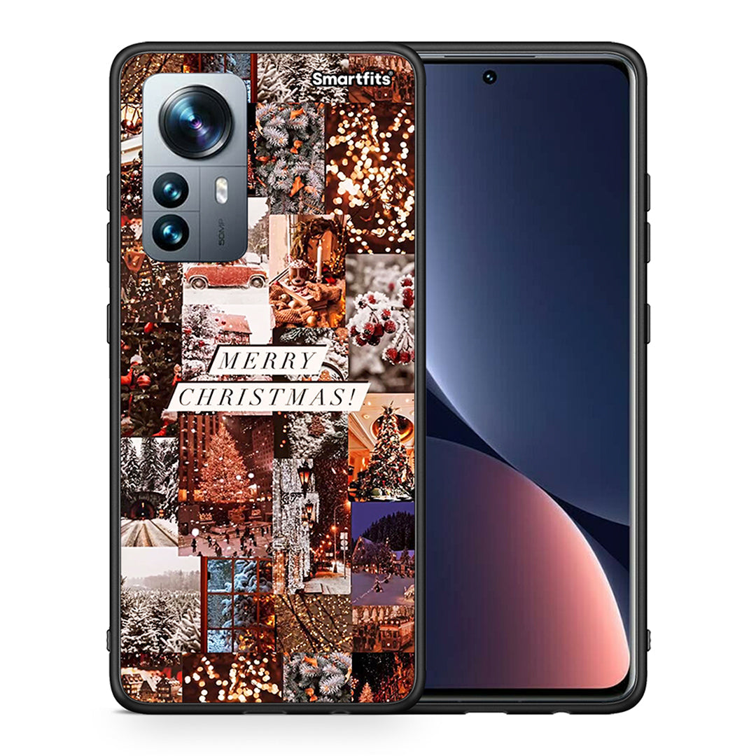 Θήκη Xiaomi 12 Pro Xmas Collage από τη Smartfits με σχέδιο στο πίσω μέρος και μαύρο περίβλημα | Xiaomi 12 Pro Xmas Collage case with colorful back and black bezels