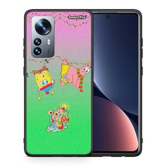 Θήκη Xiaomi 12 Pro Xmas Lights από τη Smartfits με σχέδιο στο πίσω μέρος και μαύρο περίβλημα | Xiaomi 12 Pro Xmas Lights case with colorful back and black bezels