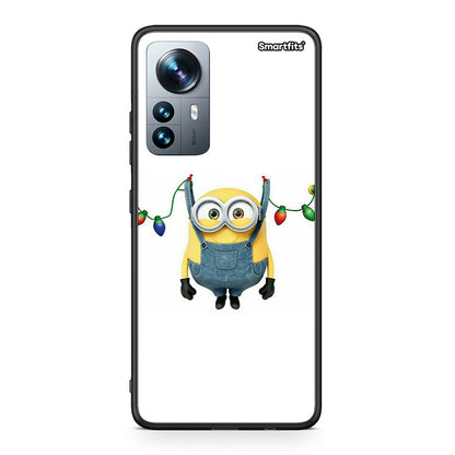 Xiaomi 12 Pro Xmas Minion Lights θήκη από τη Smartfits με σχέδιο στο πίσω μέρος και μαύρο περίβλημα | Smartphone case with colorful back and black bezels by Smartfits