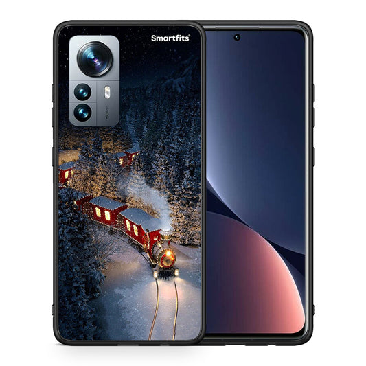 Θήκη Xiaomi 12 Pro Xmas Train από τη Smartfits με σχέδιο στο πίσω μέρος και μαύρο περίβλημα | Xiaomi 12 Pro Xmas Train case with colorful back and black bezels