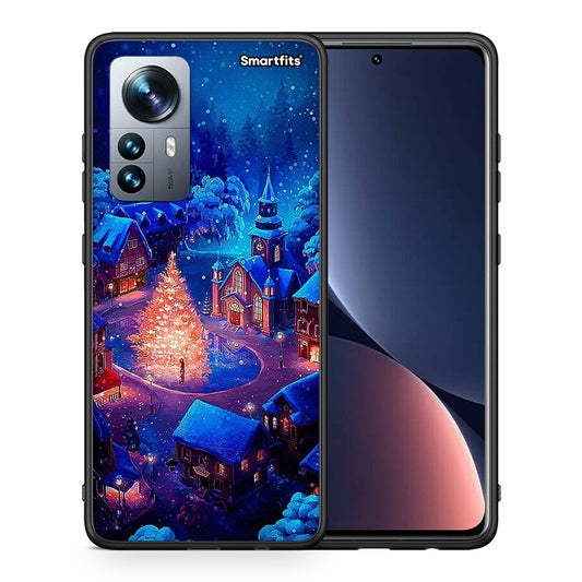 Θήκη Xiaomi 12 Pro Xmas Village από τη Smartfits με σχέδιο στο πίσω μέρος και μαύρο περίβλημα | Xiaomi 12 Pro Xmas Village case with colorful back and black bezels