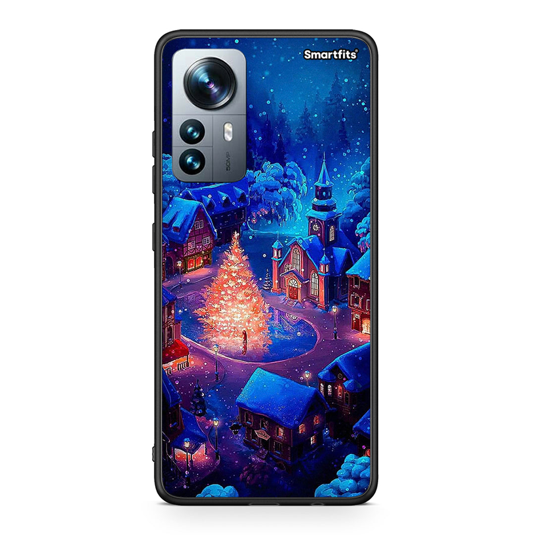 Xiaomi 12 Pro Xmas Village θήκη από τη Smartfits με σχέδιο στο πίσω μέρος και μαύρο περίβλημα | Smartphone case with colorful back and black bezels by Smartfits