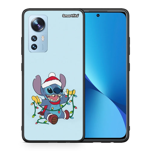 Θήκη Xiaomi 12/12X 5G Santa Stich από τη Smartfits με σχέδιο στο πίσω μέρος και μαύρο περίβλημα | Xiaomi 12/12X 5G Santa Stich case with colorful back and black bezels