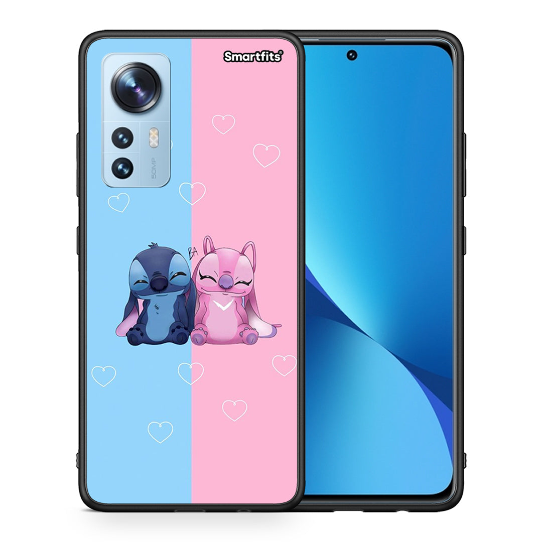 Θήκη Xiaomi 12/12X 5G Stitch And Angel από τη Smartfits με σχέδιο στο πίσω μέρος και μαύρο περίβλημα | Xiaomi 12/12X 5G Stitch And Angel case with colorful back and black bezels