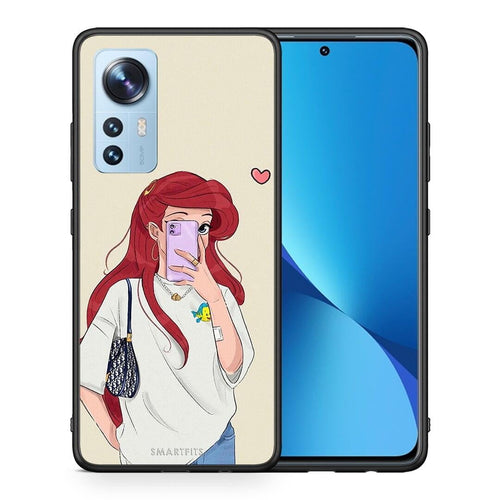Θήκη Xiaomi 12 / 12X 5G Walking Mermaid από τη Smartfits με σχέδιο στο πίσω μέρος και μαύρο περίβλημα | Xiaomi 12 / 12X 5G Walking Mermaid case with colorful back and black bezels
