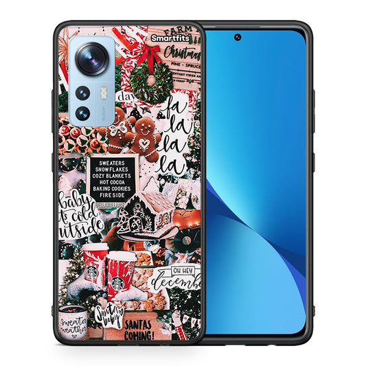 Θήκη Xiaomi 12/12X 5G Xmas Habbits από τη Smartfits με σχέδιο στο πίσω μέρος και μαύρο περίβλημα | Xiaomi 12/12X 5G Xmas Habbits case with colorful back and black bezels