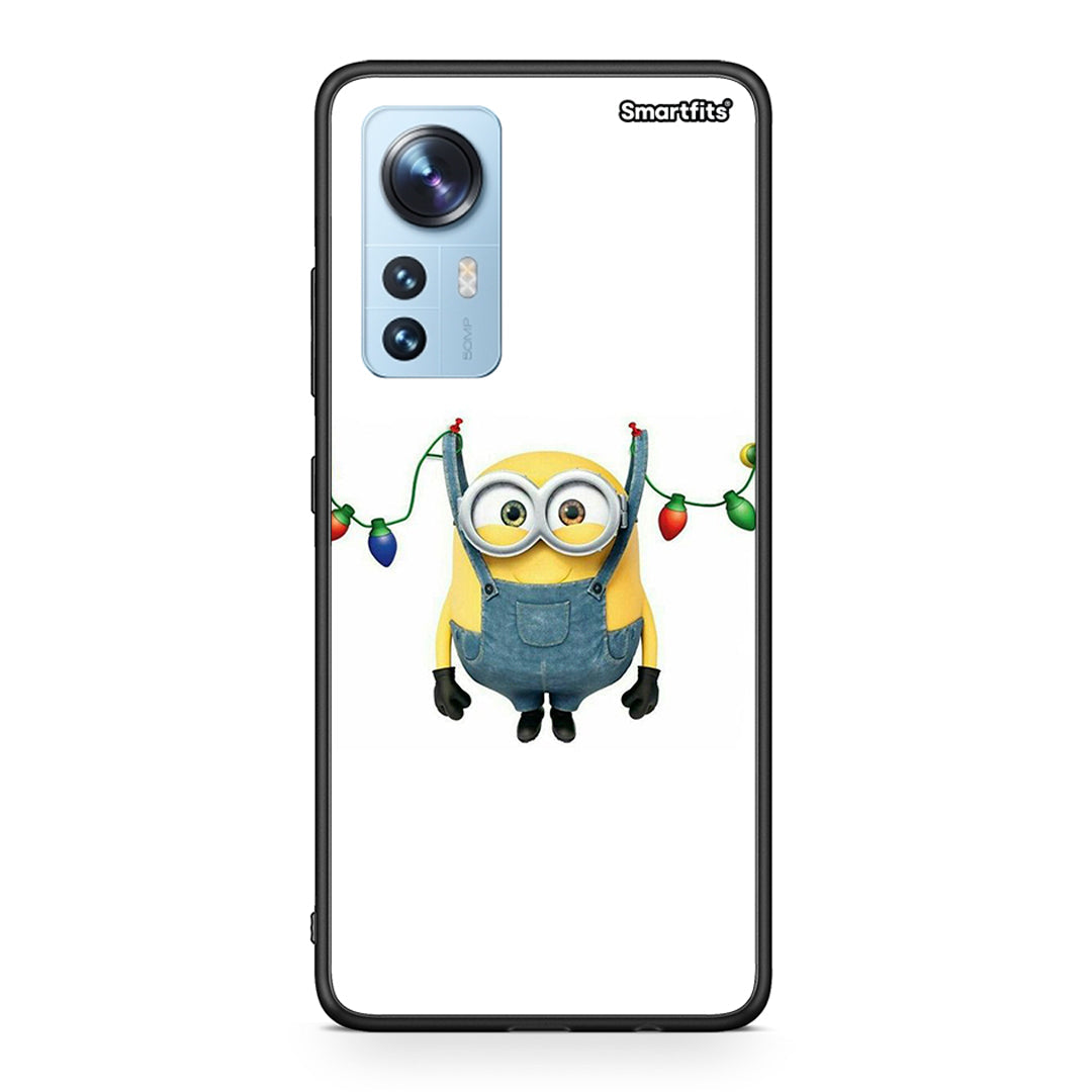 Xiaomi 12/12X 5G Xmas Minion Lights θήκη από τη Smartfits με σχέδιο στο πίσω μέρος και μαύρο περίβλημα | Smartphone case with colorful back and black bezels by Smartfits