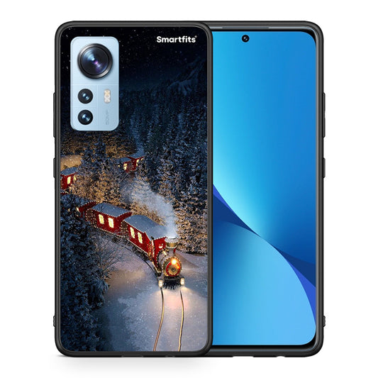 Θήκη Xiaomi 12/12X 5G Xmas Train από τη Smartfits με σχέδιο στο πίσω μέρος και μαύρο περίβλημα | Xiaomi 12/12X 5G Xmas Train case with colorful back and black bezels
