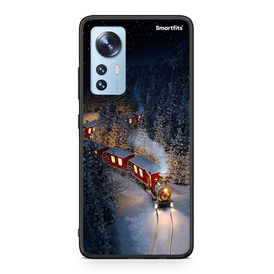 Xiaomi 12/12X 5G Xmas Train θήκη από τη Smartfits με σχέδιο στο πίσω μέρος και μαύρο περίβλημα | Smartphone case with colorful back and black bezels by Smartfits