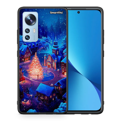 Θήκη Xiaomi 12/12X 5G Xmas Village από τη Smartfits με σχέδιο στο πίσω μέρος και μαύρο περίβλημα | Xiaomi 12/12X 5G Xmas Village case with colorful back and black bezels